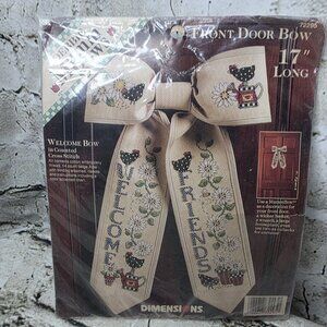 Debbie Mumm Bows Welcome Friends Cross Stitch #72295 Door Hanger NOS